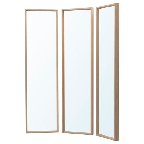 NISSEDAL, mirror combination, white stained oak effect, 130x150 cm