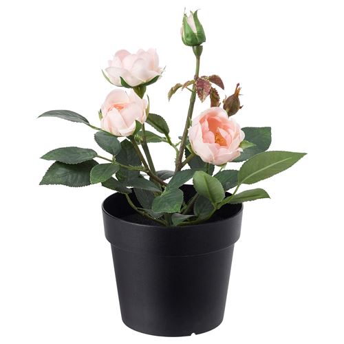 FEJKA, artificial plant, rose/pink, 9 cm