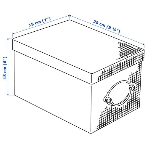 KVARNVIK, kapaklı kutu, gri, 18x25x15 cm