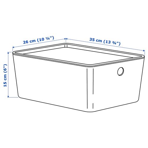 KUGGIS, box with lid, transparent black, 26x35x15 cm
