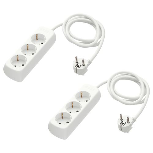 KOPPLA, extension cord, white, 3 pieces