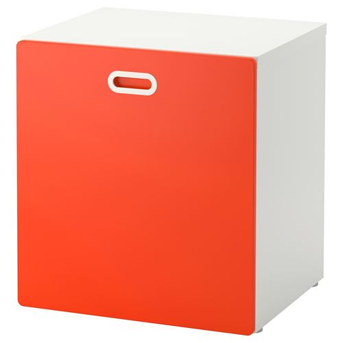 STUVA/FRITIDS, tekerlekli oyuncak kutusu, beyaz-kırmızı, 60x50x64 cm