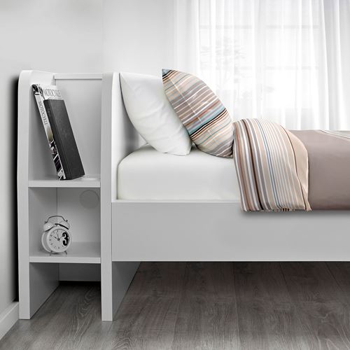 ASKVOLL/LÖNSET, double bed, white, 140x200 cm