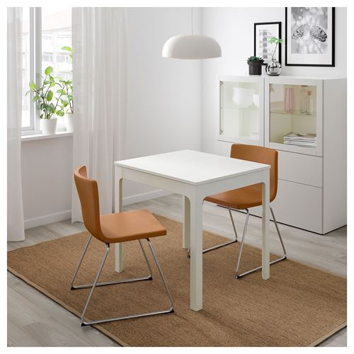 EKEDALEN/BERNHARD, mutfak masası takımı, beyaz-mjuk altın-kahverengi, 2 sandalyeli