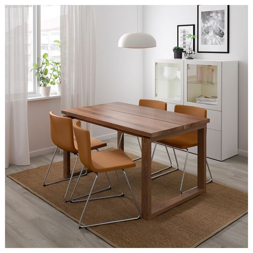 MÖRBYLANGA/BERNHARD, yemek masası takımı, meşe kaplama-mjuk altın-kahverengi, 4 sandalyeli