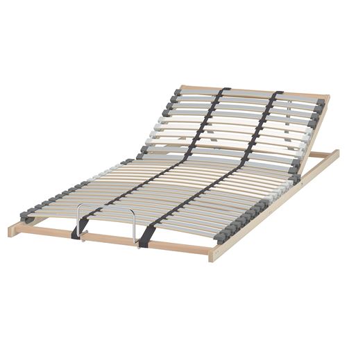 LÖNSET, adjustable slatted bed base, brown, 90x200 cm