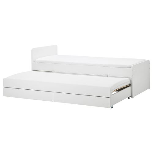 SLAKT/LURÖY single bed white, with underbed and storage 90x200 cm