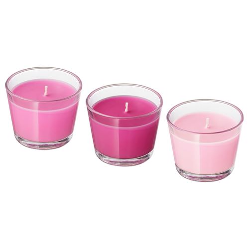 BRACKA, scented candle in glass, pink