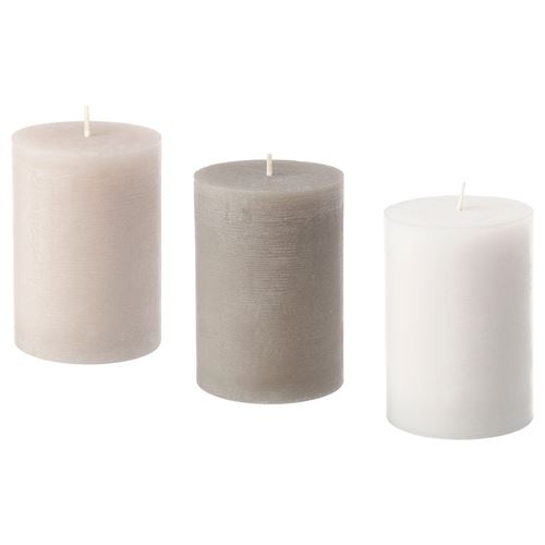 LUGGA, scented block candle, beige, 10 cm