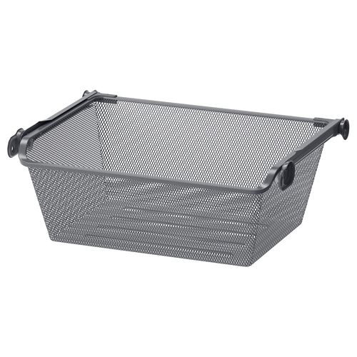 KOMPLEMENT, metal basket with pull-out rail, dark grey, 50x35 cm