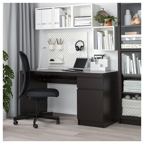 MALM, desk, blackbrown, 140x65 cm