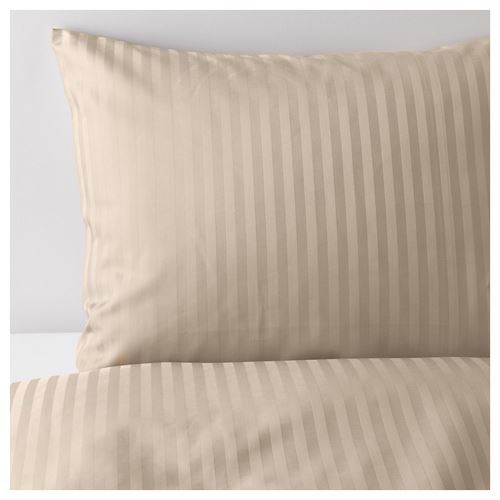 NATTJASMIN, single quilt cover and pillowcase, light beige, 150x200/50x60 cm