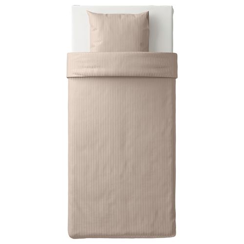 NATTJASMIN, single quilt cover and pillowcase, light beige, 150x200/50x60 cm