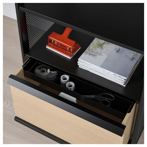 BEKANT, office cabinet with smart lock, black, 61x101 cm