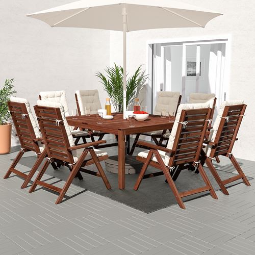 APPLARÖ yemek masası ve ayarlanabilir sandalye seti, kahverengi