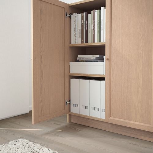 BILLY/OXBERG white stained oak veneer 80x30x106 cm bookcase with door