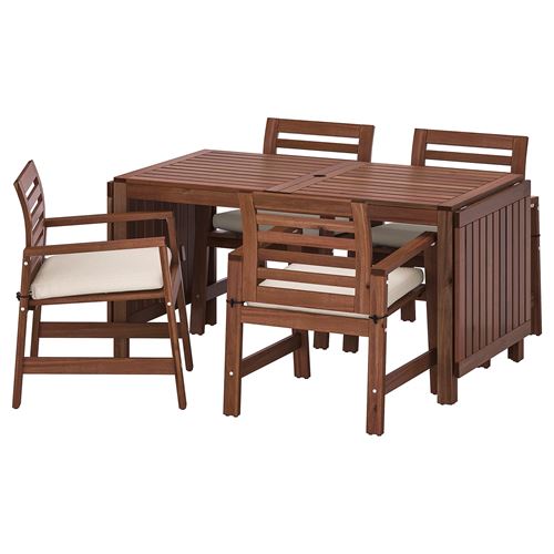 APPLARÖ, drop-leaf dining table and chair set, brown