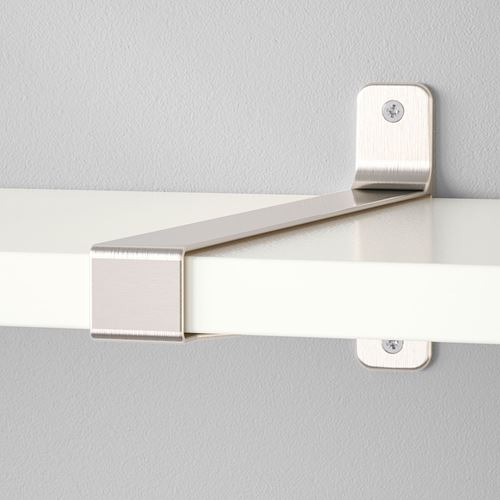 BERGSHULT/GRANHULT, wall shelf combination, white/nickel-plated, 240x30 cm