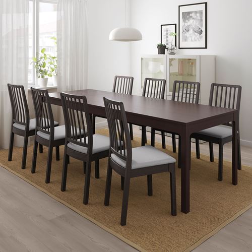EKEDALEN, yemek masası takımı, koyu kahve-Orrsta açık gri, 6 sandalyeli