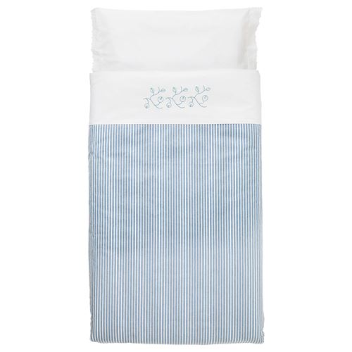 GULSPARV, quilt cover/pillowcase for cot, striped-blue, 110x125/35x55 cm