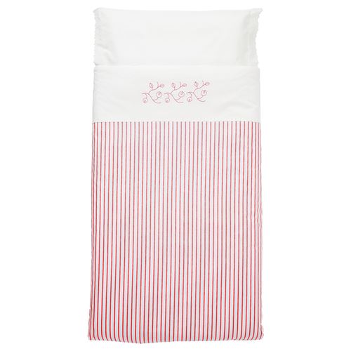 GULSPARV, quilt cover/pillowcase for cot, striped-red, 110x125/35x55 cm
