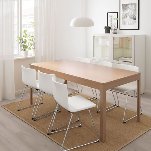 EKEDALEN/BERNHARD, yemek masası takımı, meşe-mjuk beyaz, 6 sandalyeli