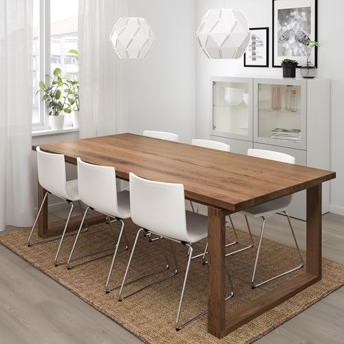  MÖRBYLANGA/BERNHARD yemek masası takımı, kahverengi-beyaz