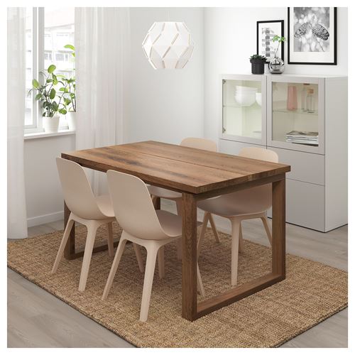 MÖRBYLANGA/ODGER, yemek masası takımı, kahverengi-beyaz-bej, 4 sandalyeli