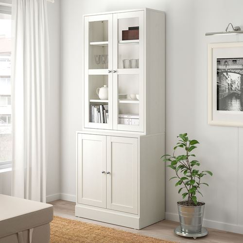 HAVSTA, glass-door cabinet, white, 81x47x212 cm