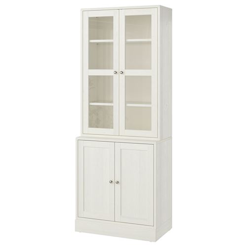 HAVSTA, glass-door cabinet, white, 81x47x212 cm