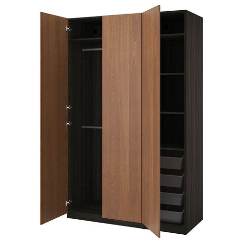 PAX wardrobe brown stained ash effect/black-brown