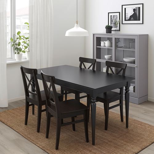 INGATORP/INGOLF, yemek masası takımı, siyah, 4 sandalyeli