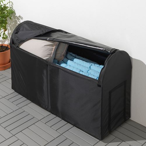 TOSTERÖ, storage bag for outdoor furniture, black, 129x44x79 cm