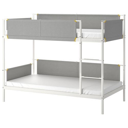 VITVAL, bunk bed, white/light grey, 90x200 cm