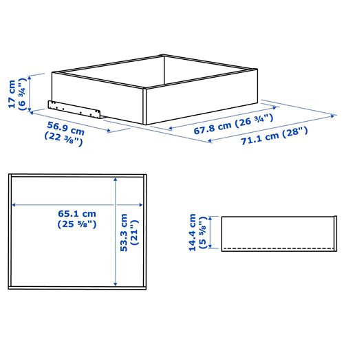 KOMPLEMENT, çerçeveli cam panelli çekmece, beyaz, 75x58 cm