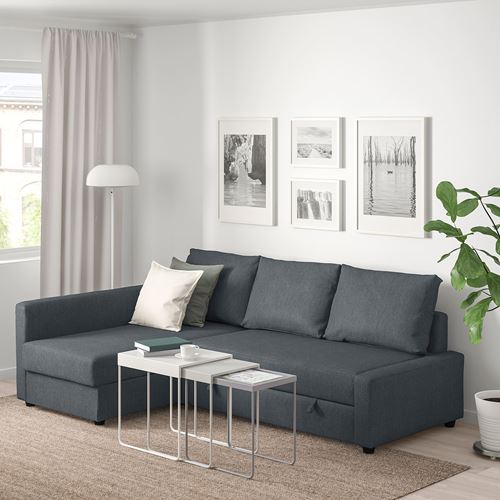 FRIHETEN, corner sofa-bed, hyllie dark grey
