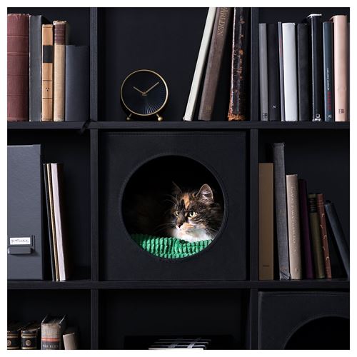 LURVIG, kedi evi, siyah, 33x38x33 cm