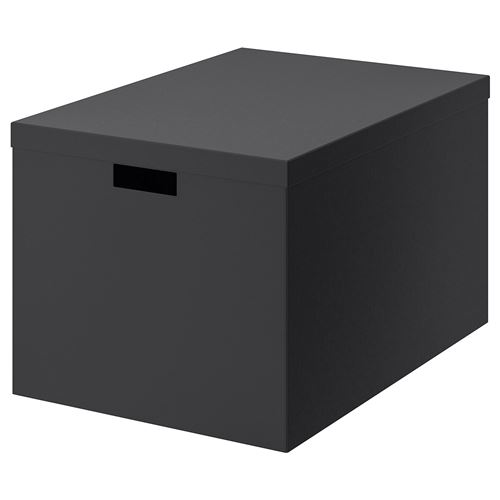 TJENA, box with lid, black, 50x35x30 cm