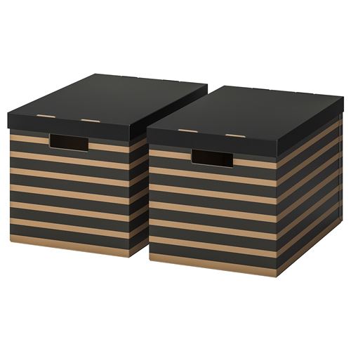PINGLA, kutu seti, siyah-natürel, 56x37x36 cm