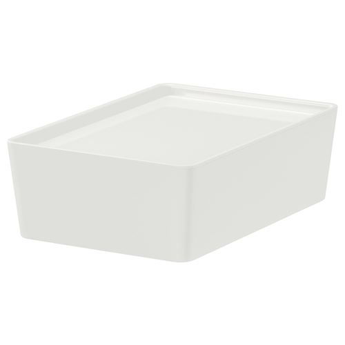 KUGGIS, kapaklı kutu, beyaz, 18x26x8 cm