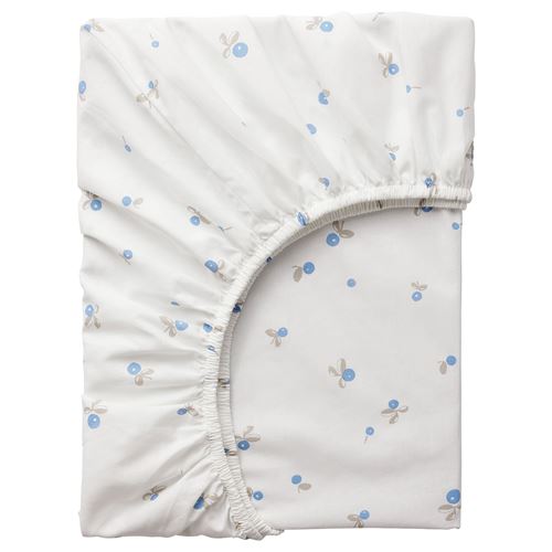 RÖDHAKE, lastikli bebek çarşafı, desenli-beyaz, 60x120 cm