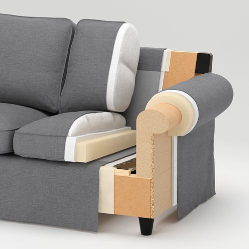 EKTORP, 2-seat sofa and chaise longue, totebo light beige