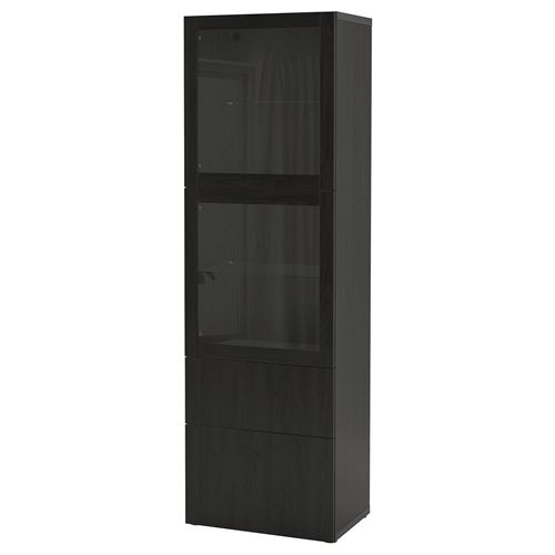 BESTA/LAPPVIKEN, storage combination, blackbrown, 60x42x193 cm
