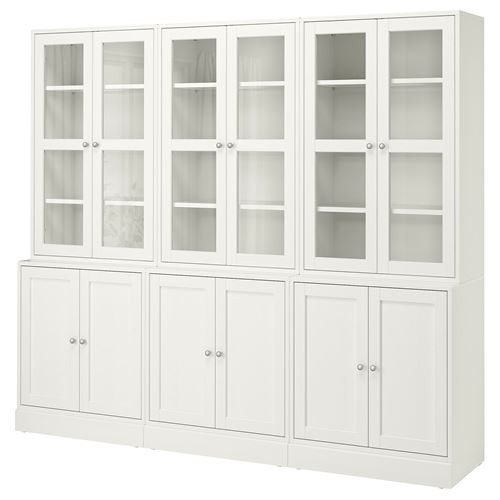 HAVSTA, glass-door cabinet, white, 243x47x212 cm