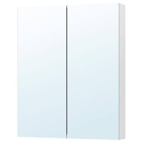 GODMORGON, aynalı dolap, beyaz, 80x14x96 cm