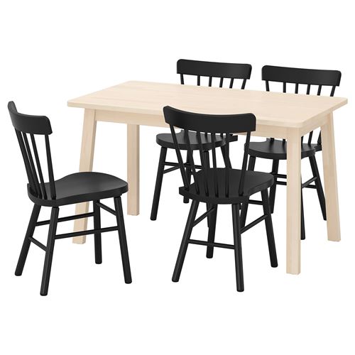  NORRAKER/NORRARYD mutfak masası takımı, huş-siyah