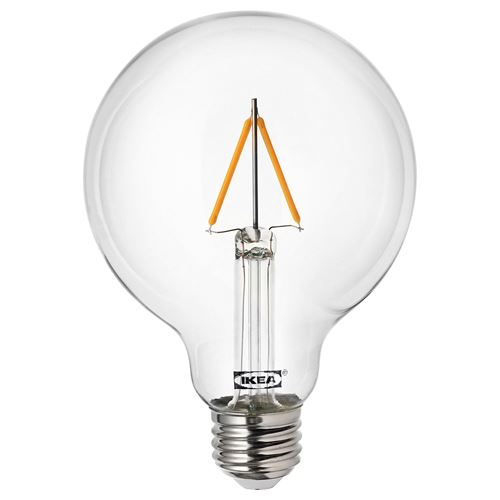 LUNNOM, LED bulb E27, globe clear, 100 lm