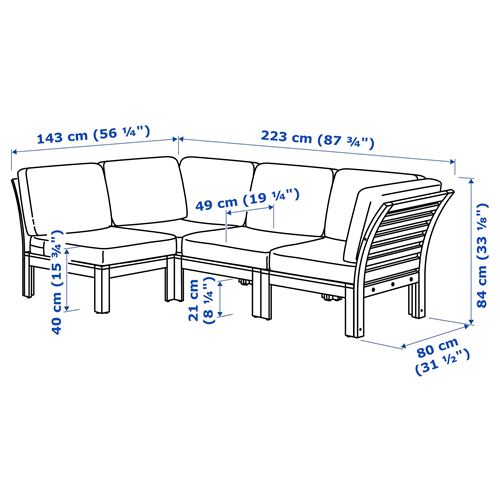 APPLARÖ, 3-seat corner sofa, brown, 143/223x80 cm