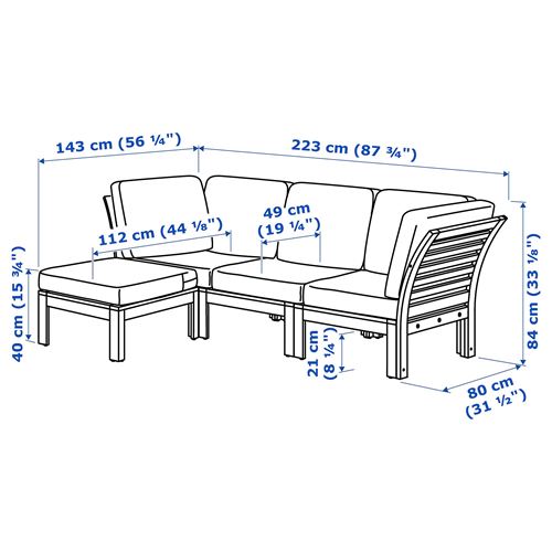 APPLARÖ, 3-seat sofa with footstool, brown, 143/223x80 cm
