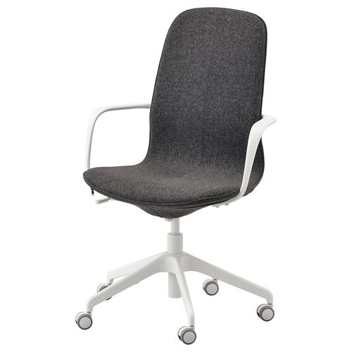 LANGFJALL, çalışma sandalyesi, gunnared koyu gri-beyaz
